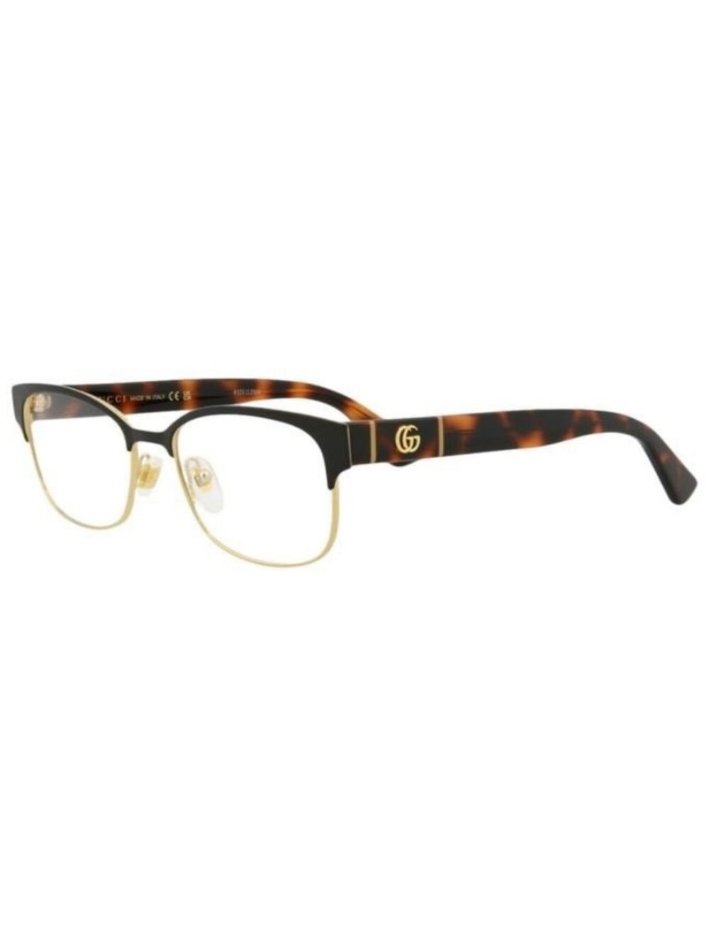 New Gucci Womens Square/Rectangle Black Havana Transparent Fashion Designer Eyeg